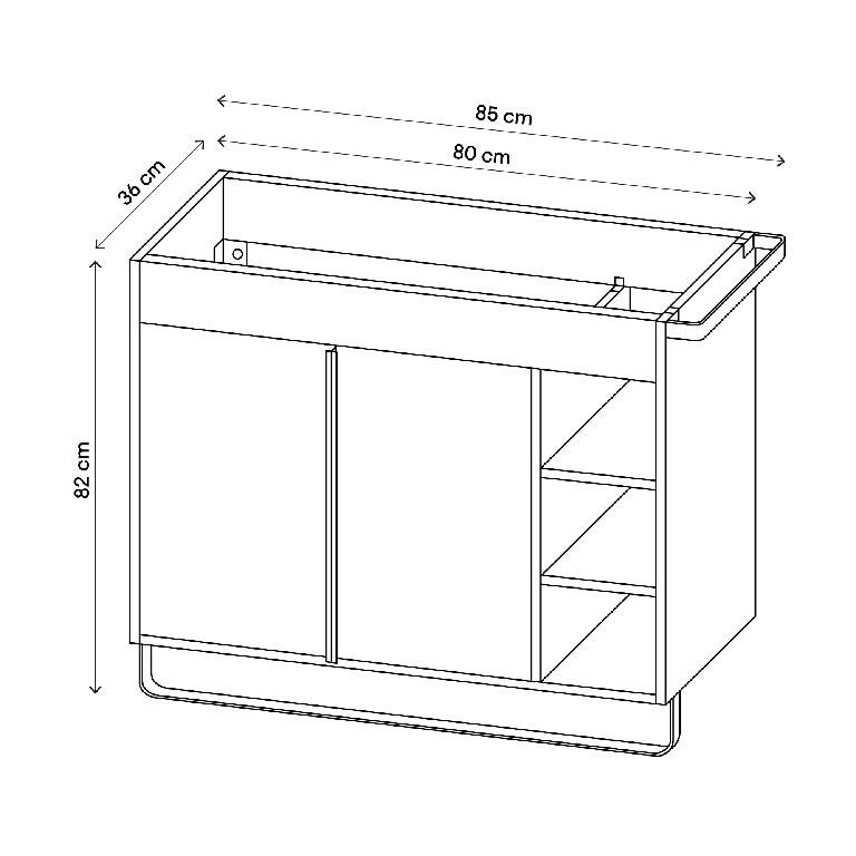 Baza pentru lavoar, suspendata, Negru, 85 x 82 cm  GoodHome MAZA