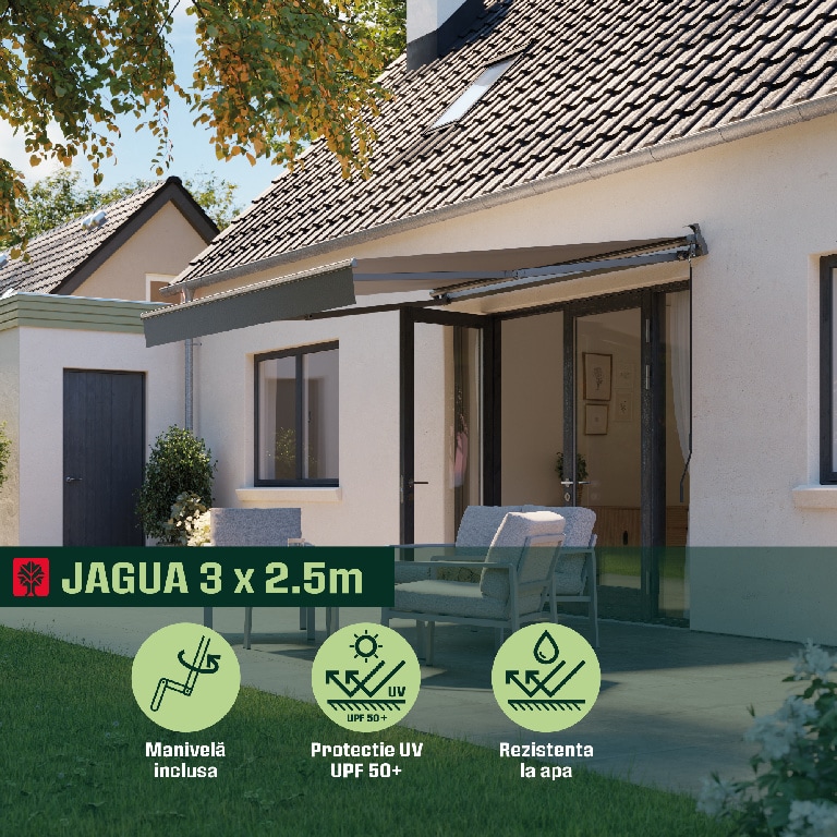 Copertina retractabila KLIKSTROM, aluminiu, 292 x 250 cm, gri antracit