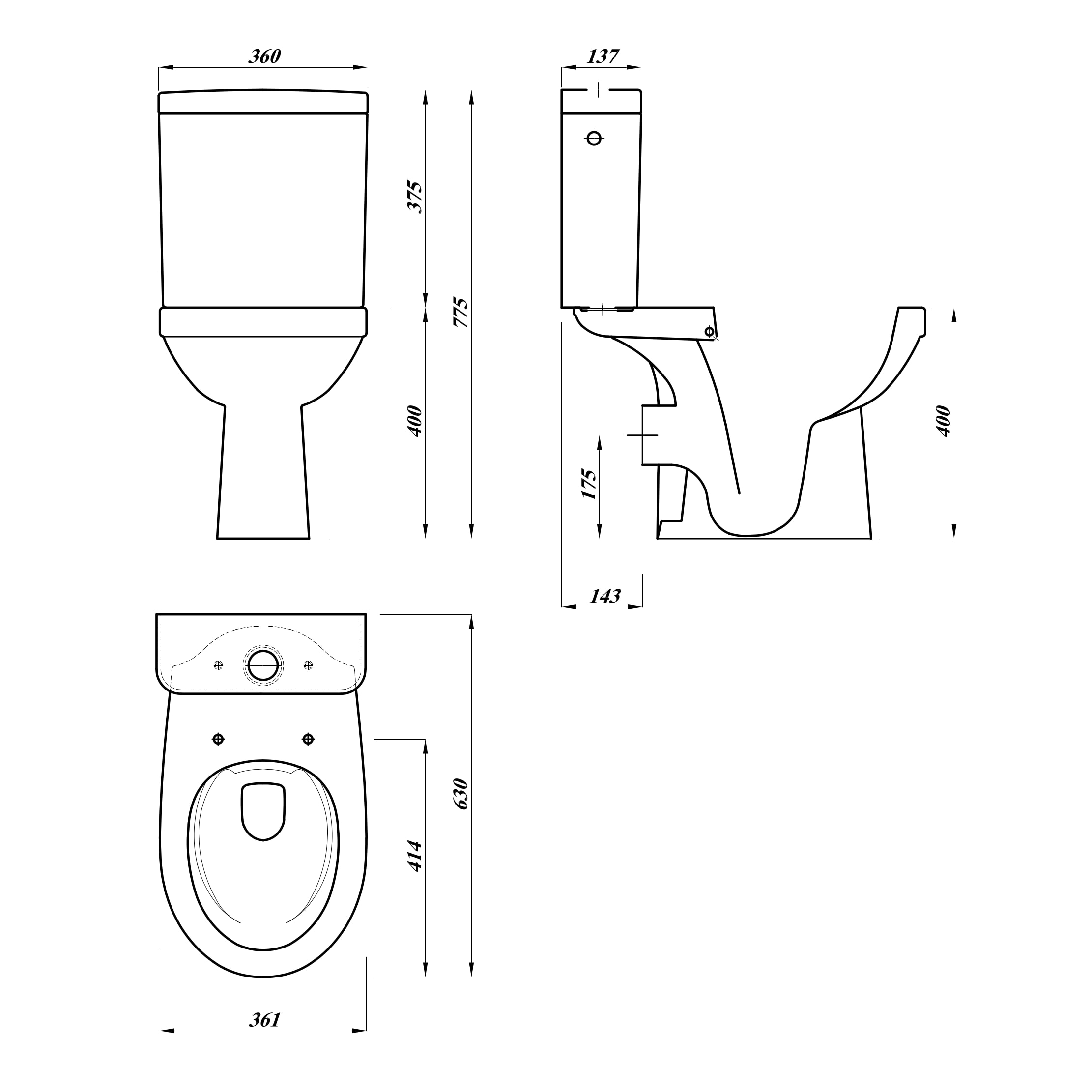 Set WC si rezervor, rotund, alb, include capac, 6 L  Thasos