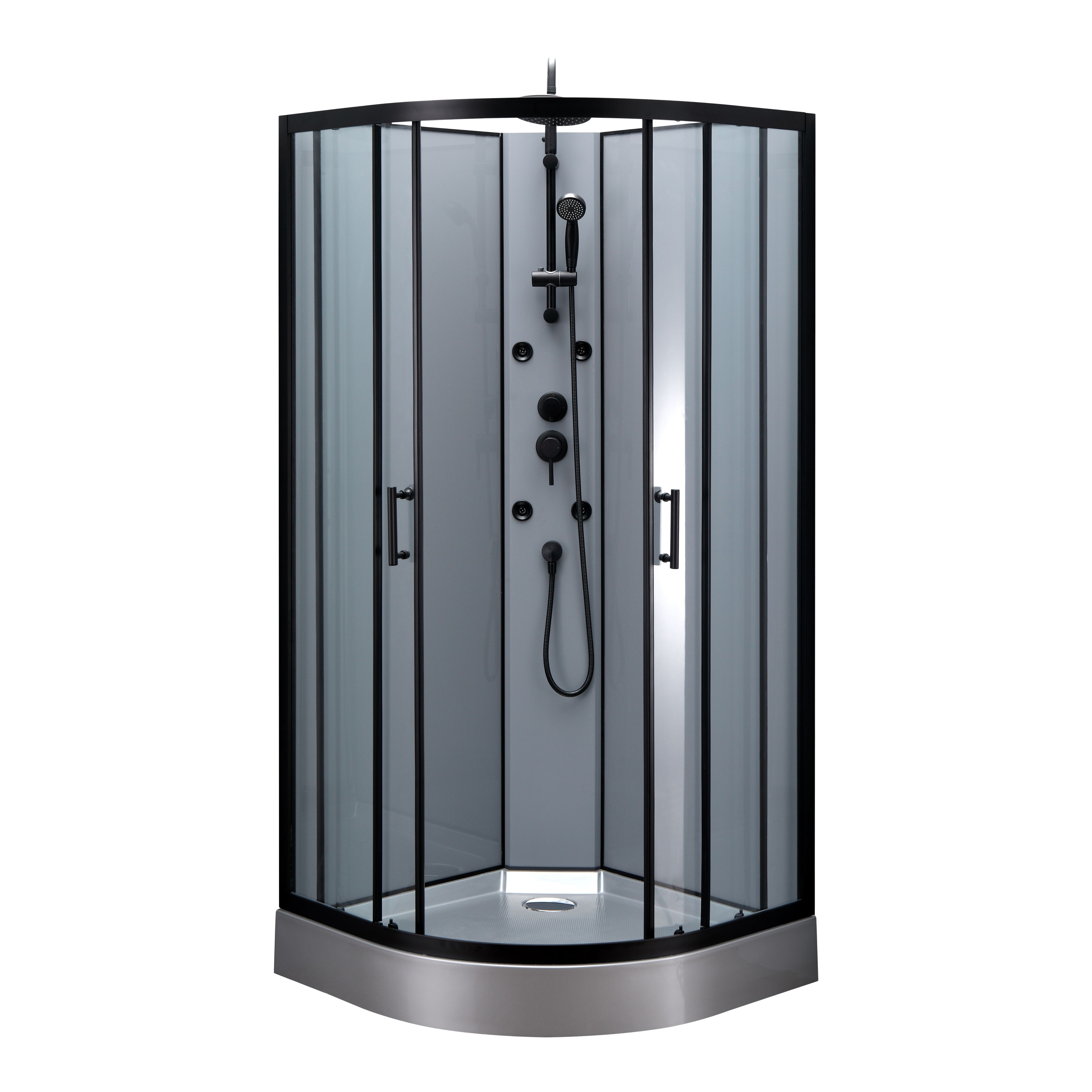 Cabina de dus hidromasaj, semirotunda, neagra, 90 x 90 x 225 cm  GoodHome Onega