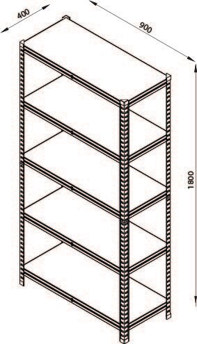 Raft metalic, 5 polite, 180 x 90 x 40 cm, 120 kg/polita