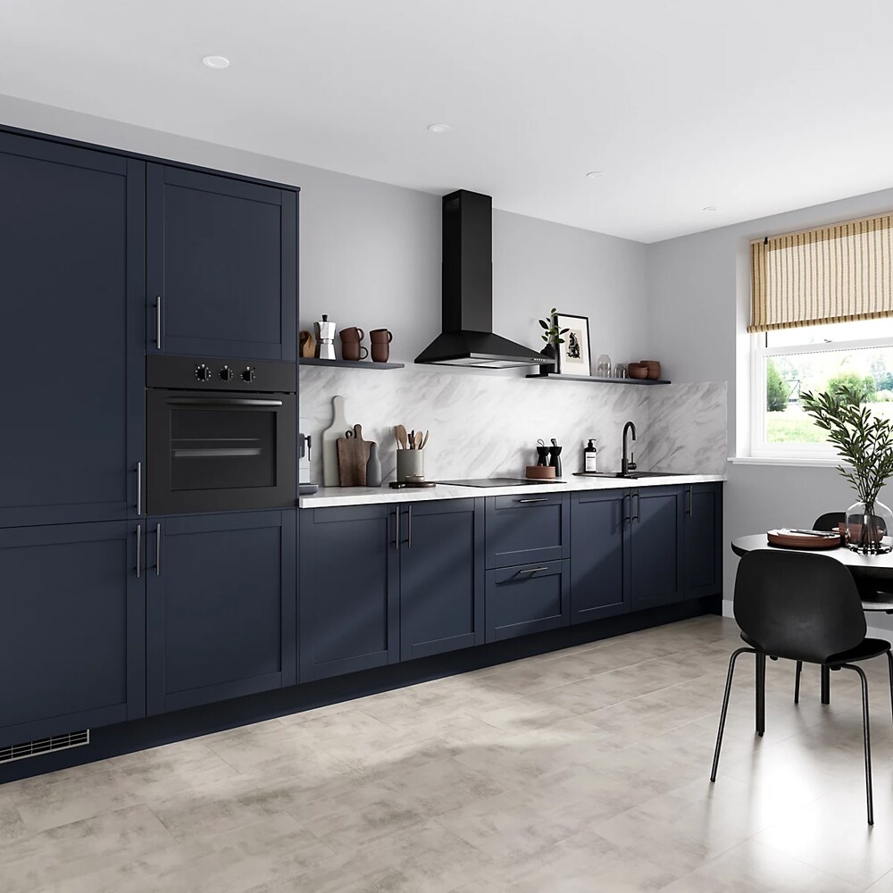 Cornisa bucatarie GOODHOME Ashmead, 240 x 1.6 cm, albastru mat