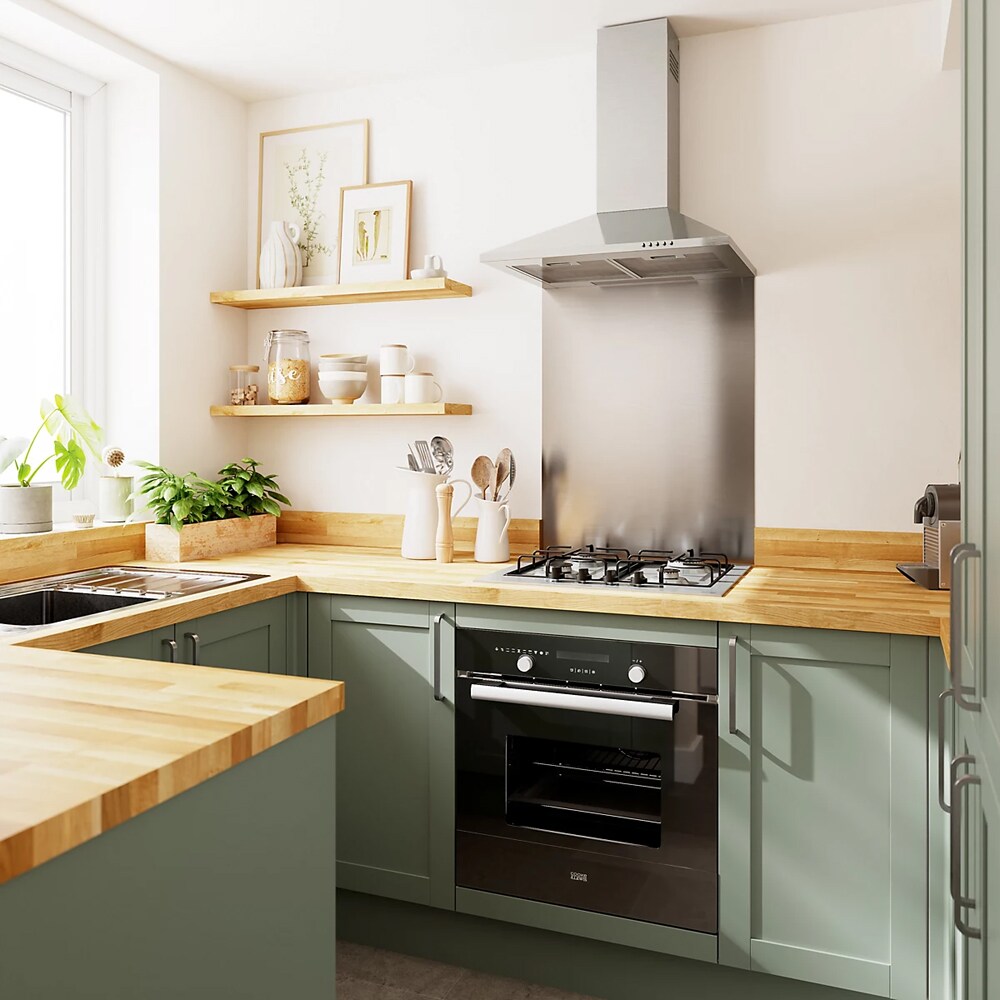 Cornisa bucatarie GOODHOME Ashmead, 240 x 1.6 cm, verde mat