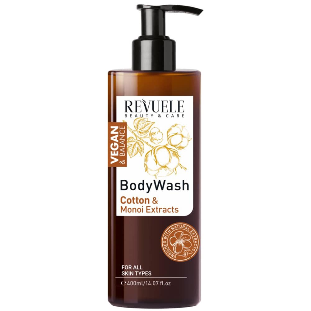 Gel de dus REVUELE Cotton & Monoi Extract Vegan&Balance, 400ml
