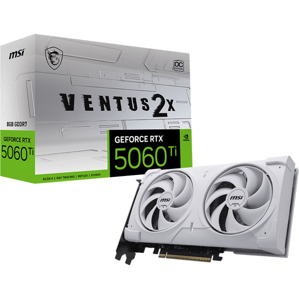 Placa video MSI GeForce RTX 5060 Ti 8G Ventus 2X OC White Plus, 8GB GDDR7, 128bit, DLSS 4, G506T8V2CWP