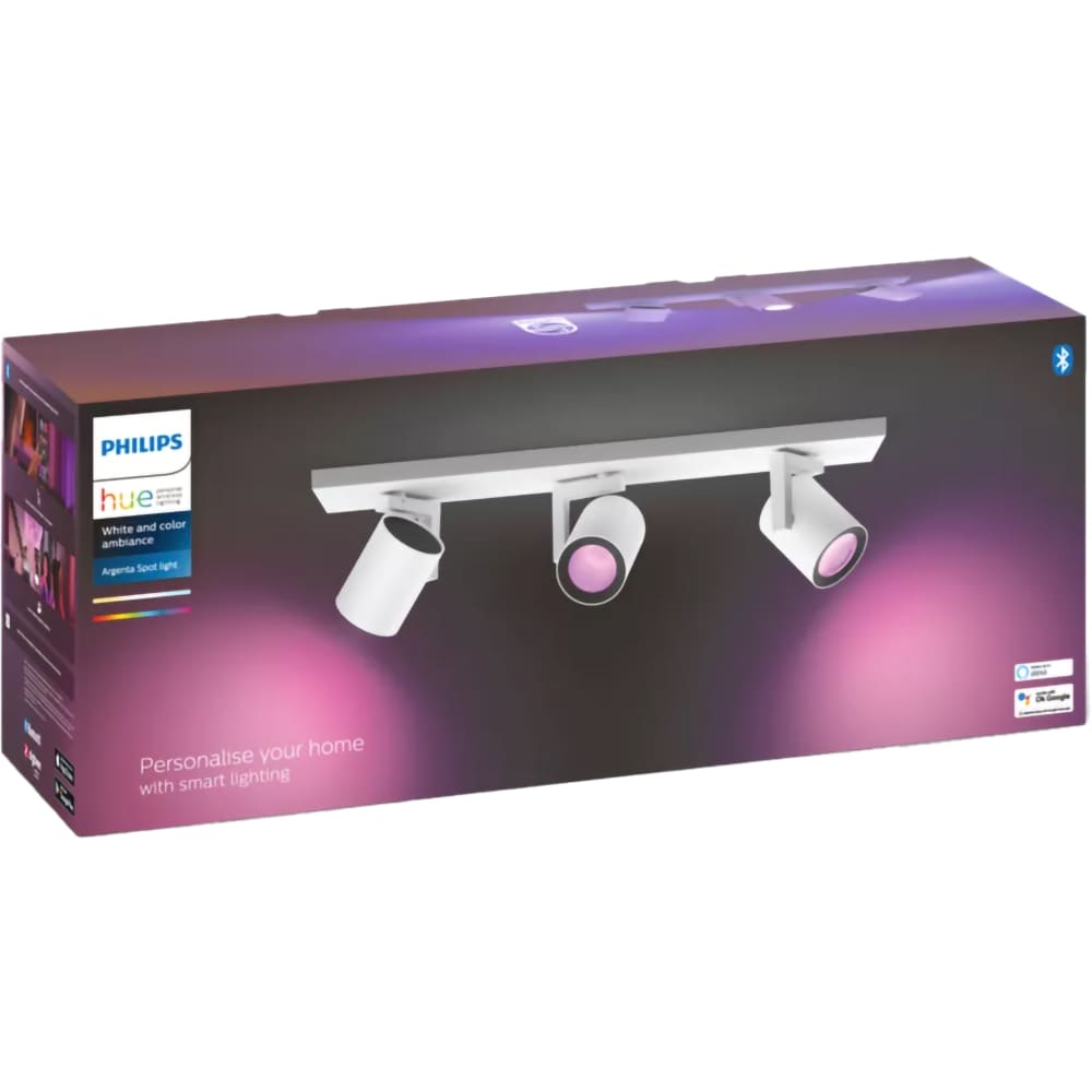 Spot LED smart PHILIPS HUE Argenta, 3 x 5.7W, 1050lm, IP20, alb