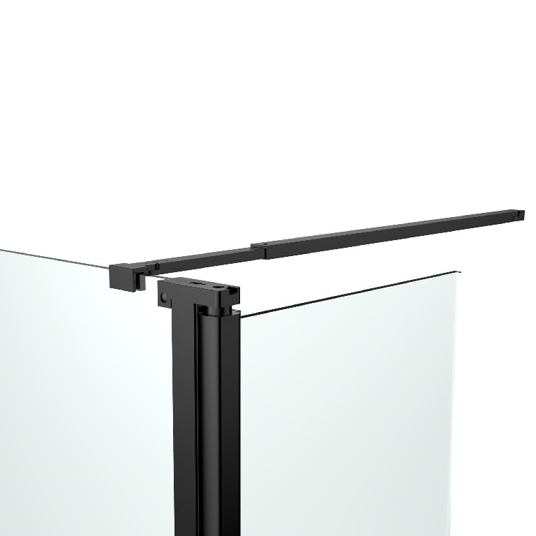 Cabina de dus walk-in, 125 x 195 cm, sticla si aluminiu, transparent/negru