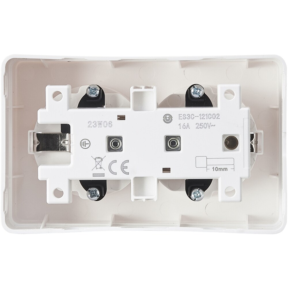 Priza dubla aplicata Schuko OPP1, 250V, 16A, alb