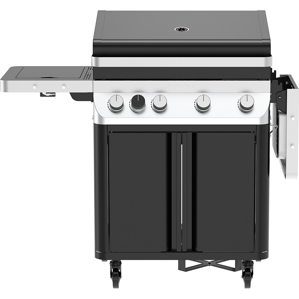 Grata pe gaz Goodhome Attaia 4.1, aprindere electronica, termometru, fonta, negru-argintiu