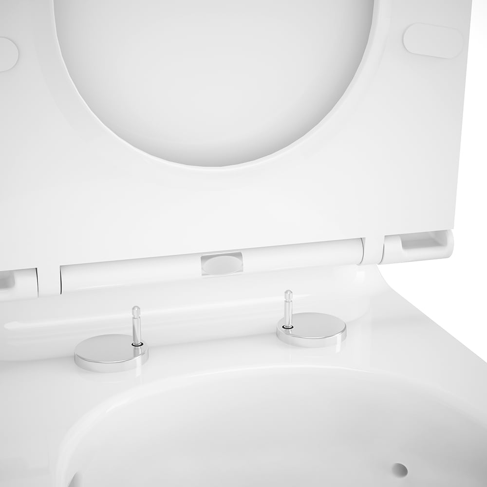 Set vas WC GOODHOME Cavally, ceramica, evacuare orizontala, rezervor 3/4.5 l, capac SoftClose, alb