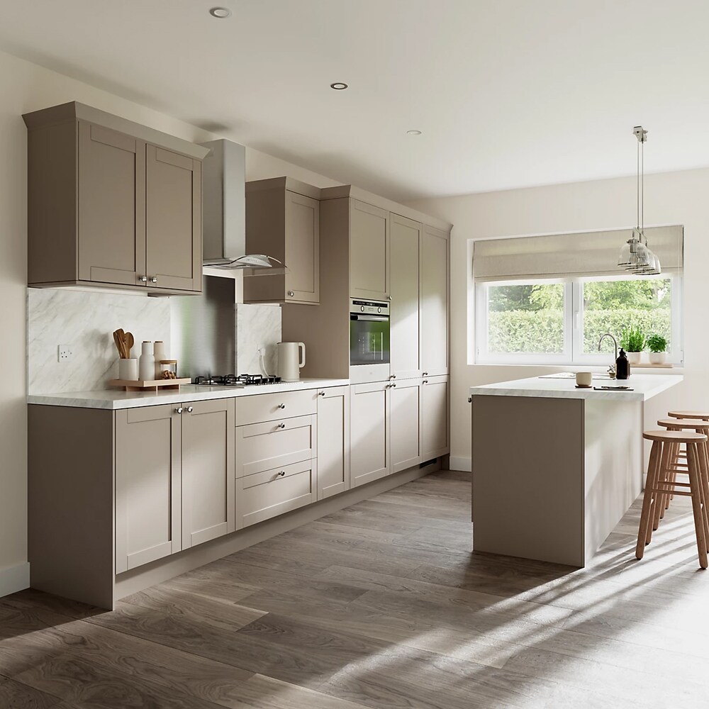 Cornisa bucatarie GOODHOME Ashmead, 240 x 7.5 cm, bej mat