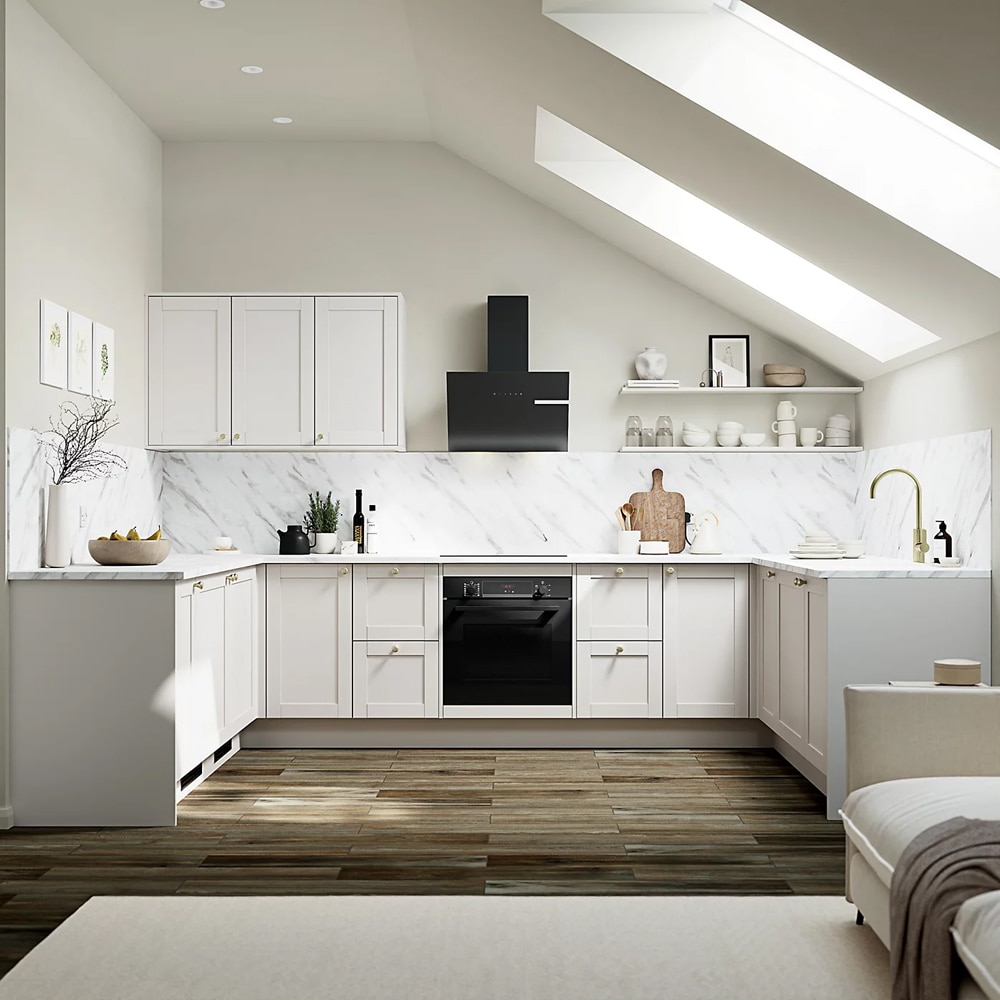 Cornisa bucatarie GOODHOME Ashmead, 240 x 7.5 cm, gri mat