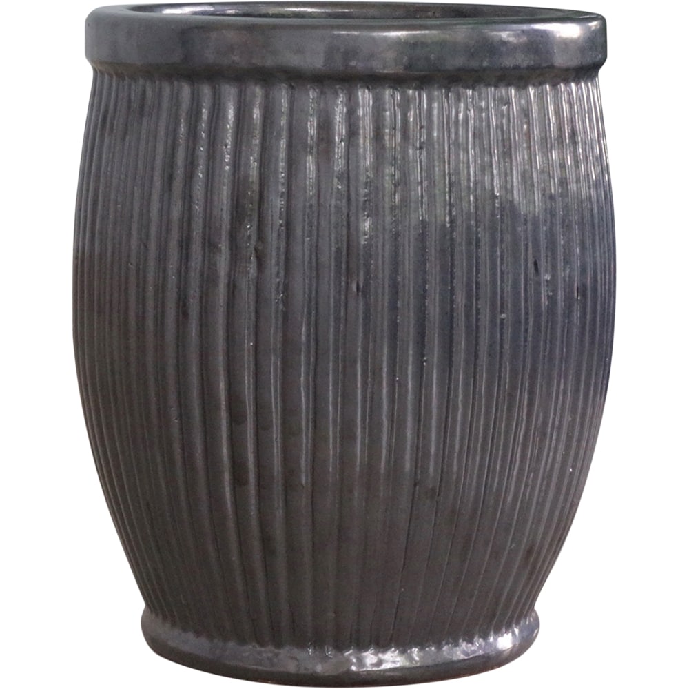 Ghiveci flori VERVE, ceramica, D 38 cm, negru mat