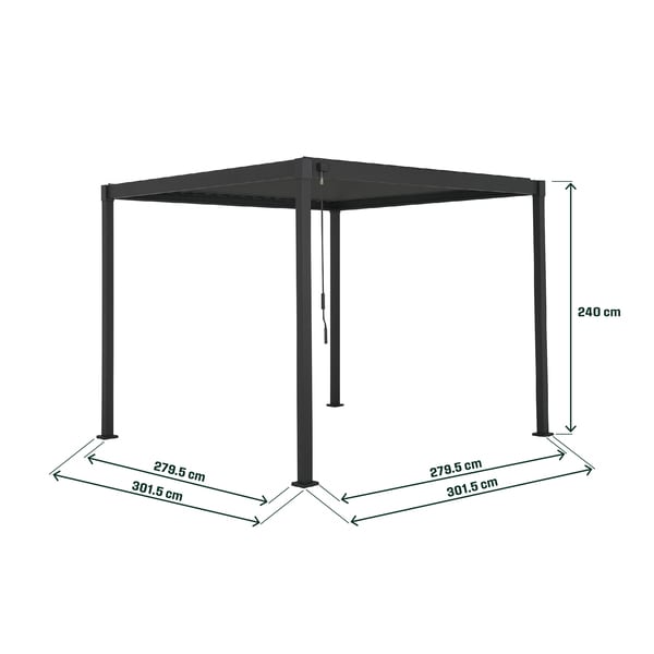 Pergola gradina KLIKSTROM Tehuano, otel, 300 x 300 x 240 cm, gri antracit