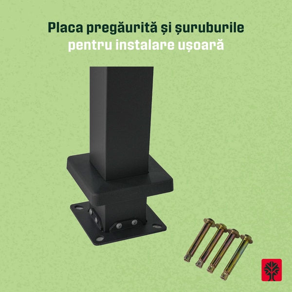 Pergola gradina KLIKSTROM Tehuano, otel, 300 x 300 x 240 cm, gri antracit