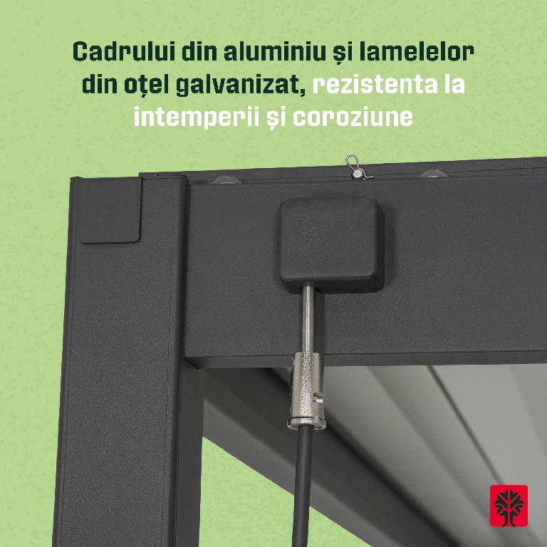 Pergola bioclimatica Samiel, 400 x 300 x 230 cm, aluminiu, gri