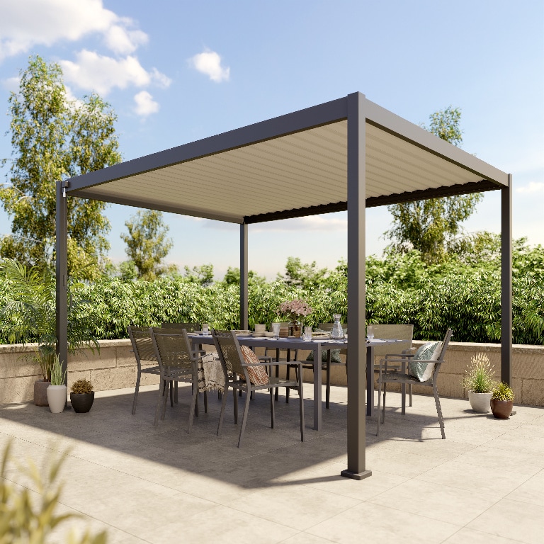 Pergola bioclimatica Samiel, 400 x 300 x 230 cm, aluminiu, gri