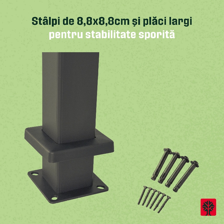 Pergola bioclimatica Samiel, 400 x 300 x 230 cm, aluminiu, gri