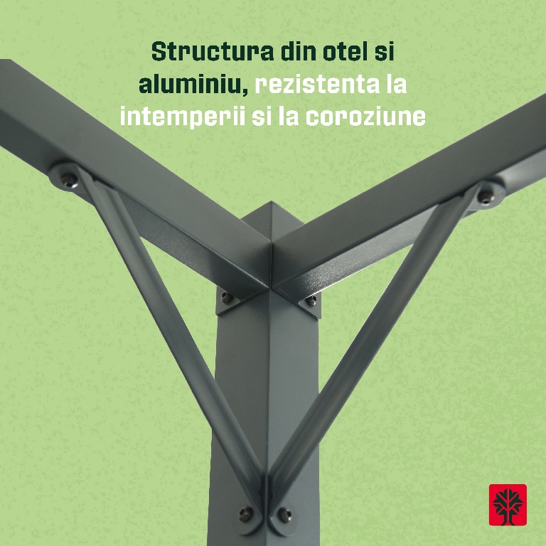 Pergola gradina KLIKSTROM Alize, otel, 300 x 300 x 232.5 cm, gri