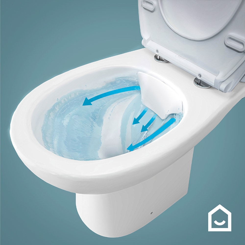 Set vas WC si rezervor GOODHOME Cavally, ceramica, evacuare orizontala, capac SoftClose, alb