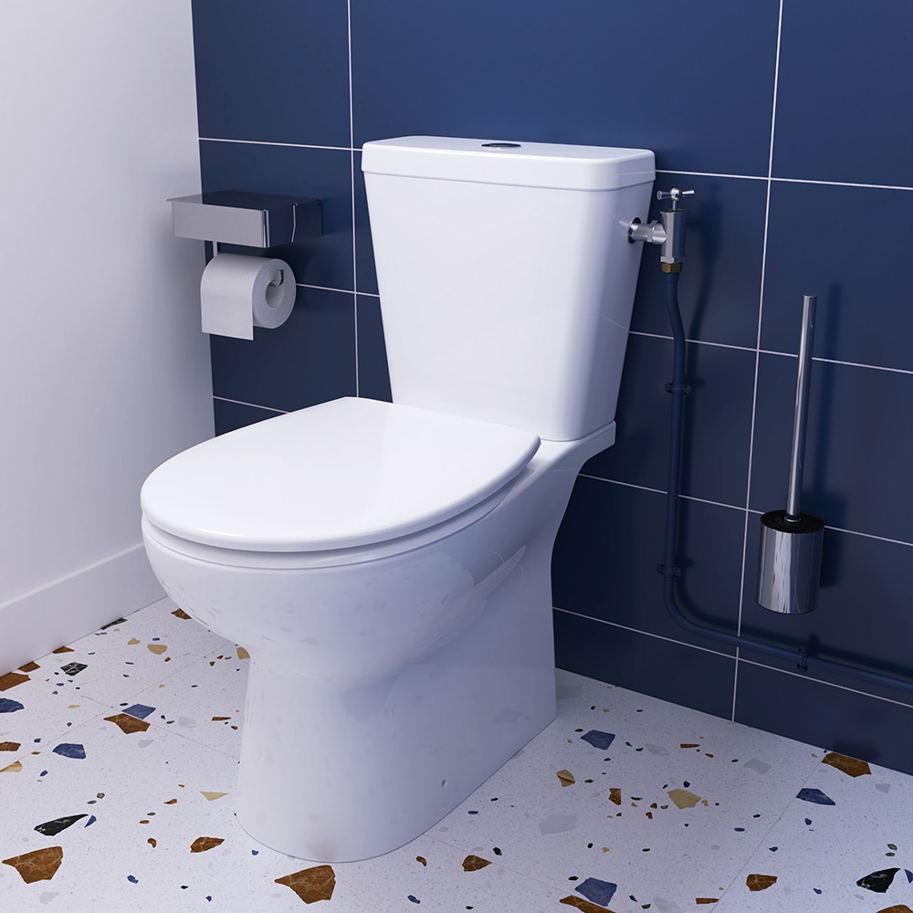 Set vas WC GOODHOME Tasi, ceramica, evacuare verticala, rezervor 3-4.5 l, capac SoftClose, alb