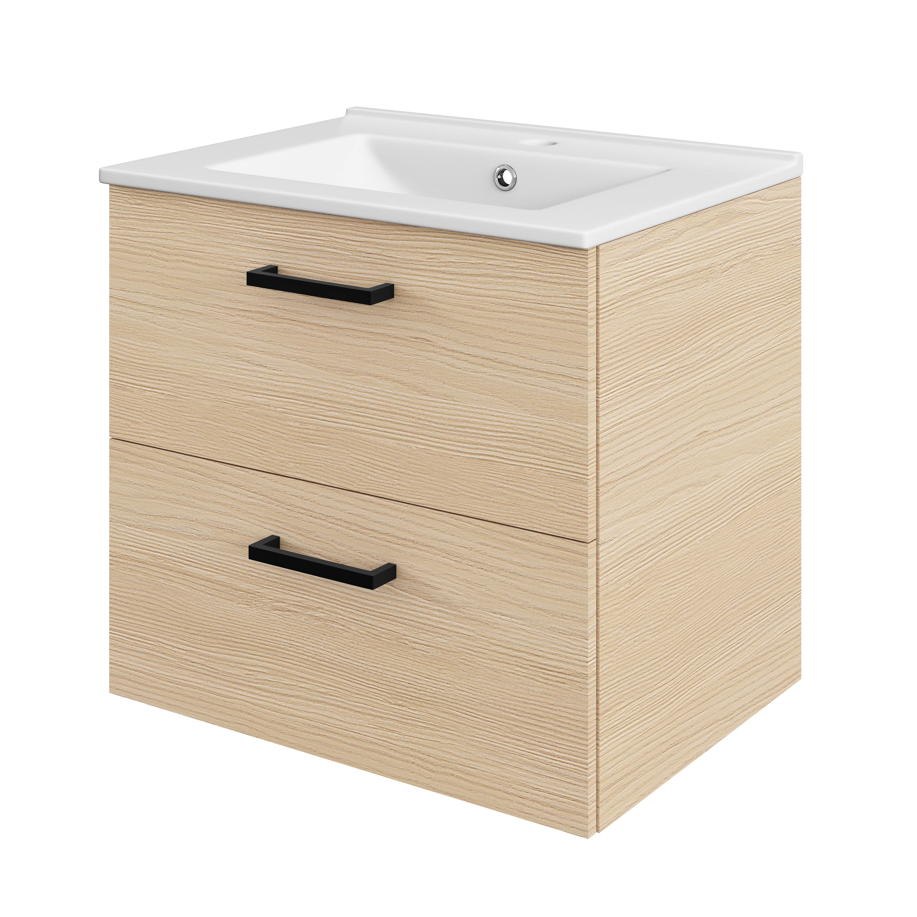 Baza pentru lavoar, suspendata, decor stejar, 60 cm Pyxis