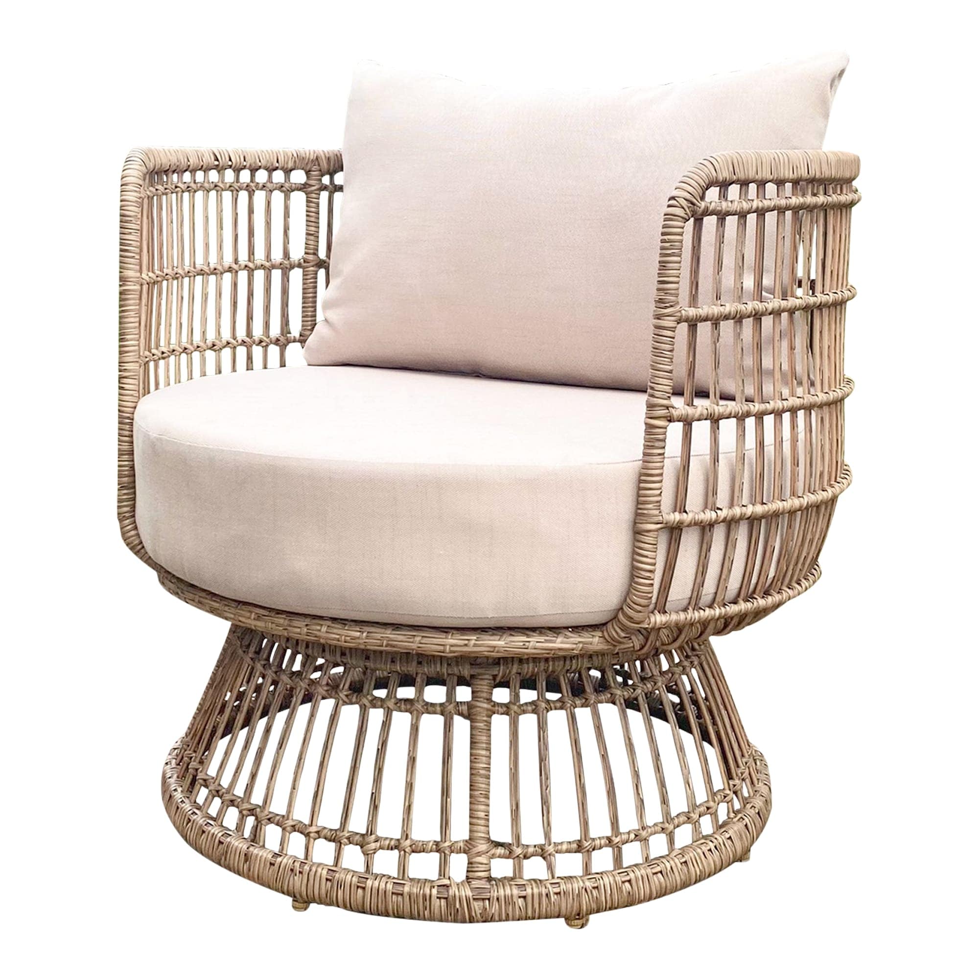 Set mobilier gradina/terasa GoodHome Palm, 2 fotolii + 1 canapea + 1 masa. 4 piese, crem