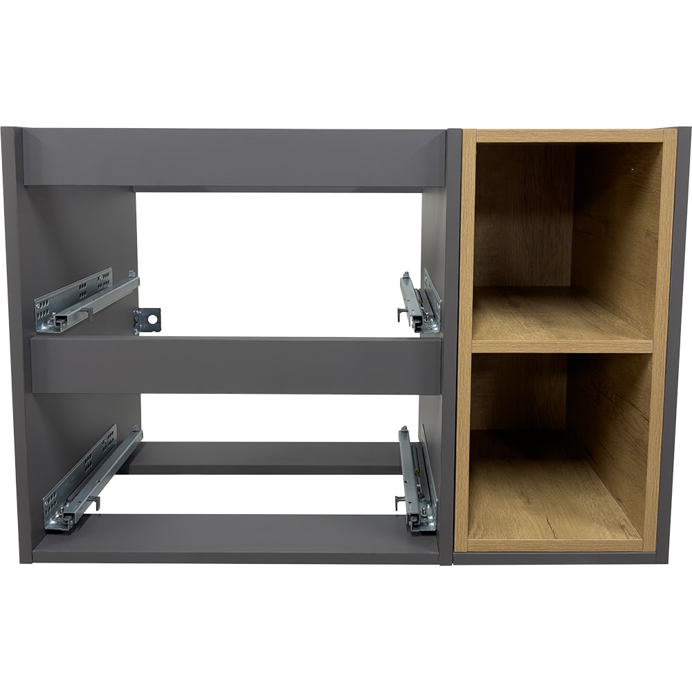 Set baza cu lavoar si oglinda Tolman, 80 cm, gri