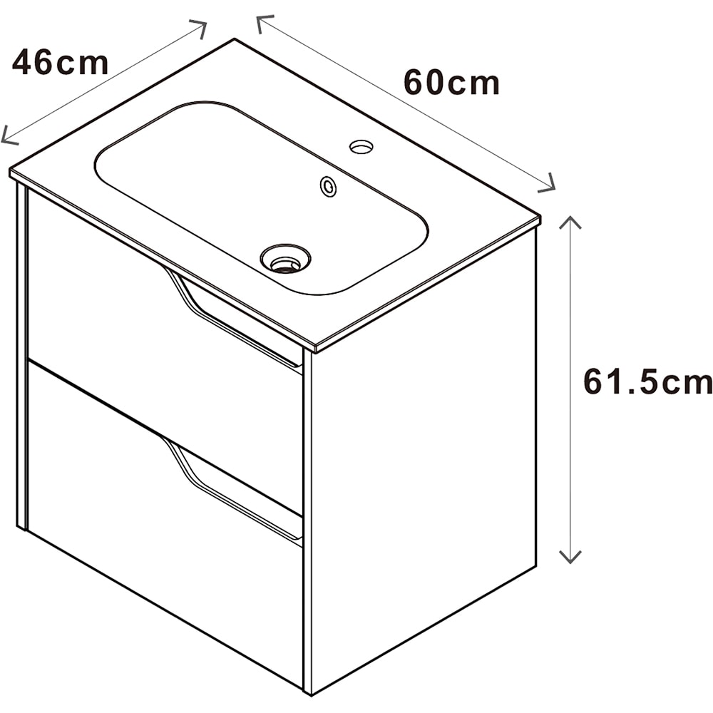 Set baza cu lavoar Tolima, 60 cm, stejar