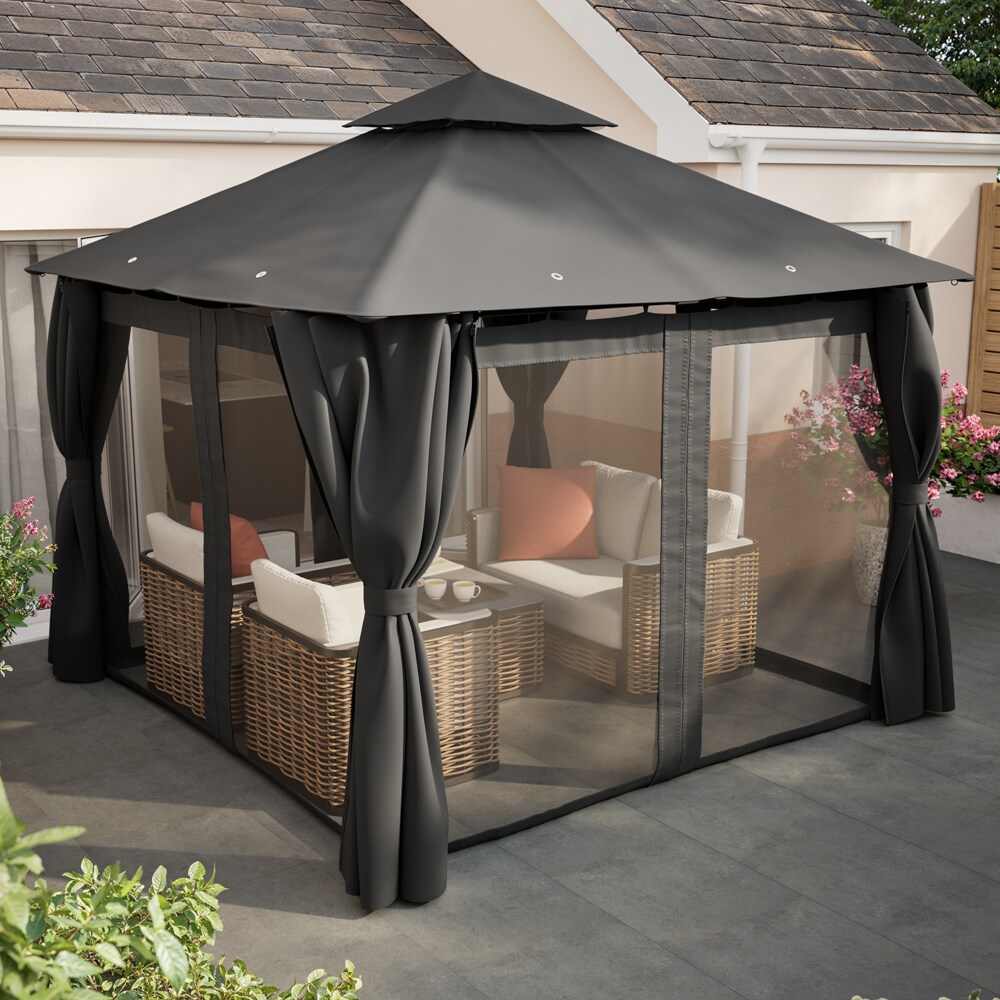 Plasa tantari pentru pavilion, poliester, 260 x 190 cm, gri
