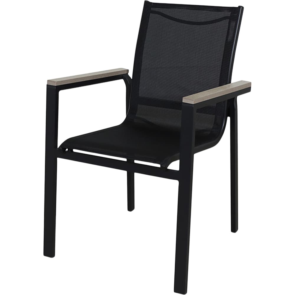 Scaun terasa Aconite, aluminiu, 56 x 58.8 x 87 cm, negru