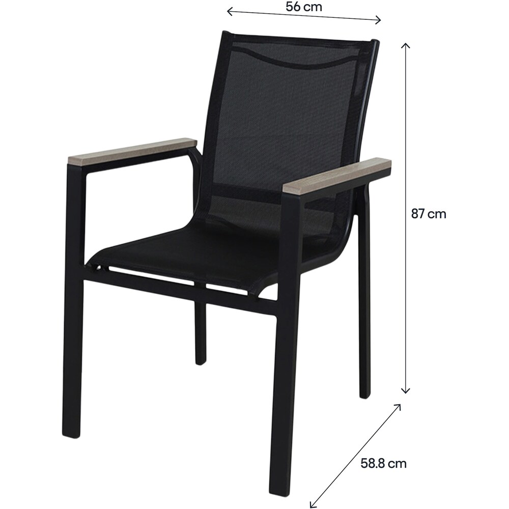 Scaun terasa Aconite, aluminiu, 56 x 58.8 x 87 cm, negru