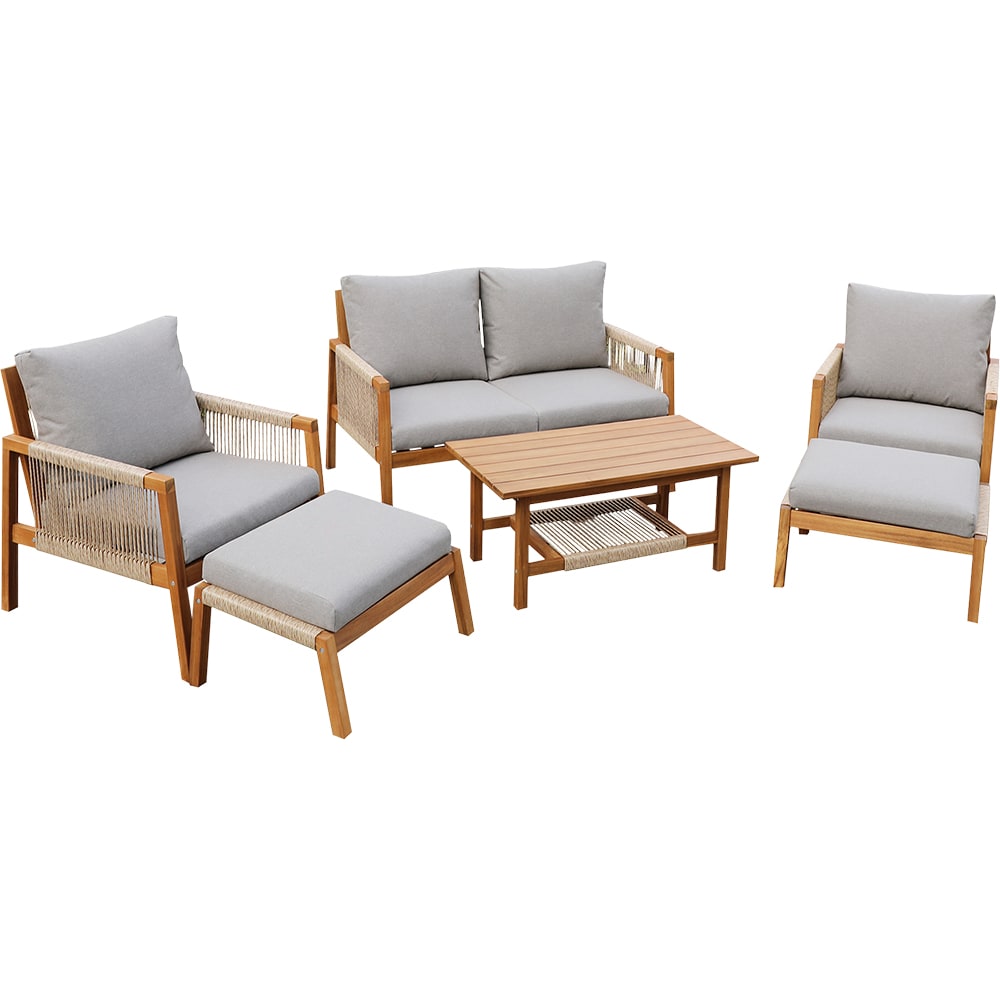 Set mobilier gradina GOODHOME Dalaba, 4 piese, gri