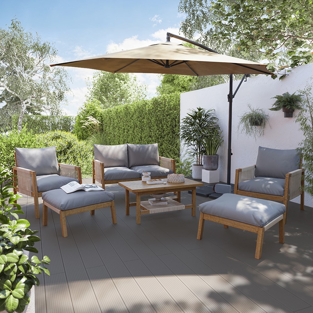 Set mobilier gradina GOODHOME Dalaba, 4 piese, gri