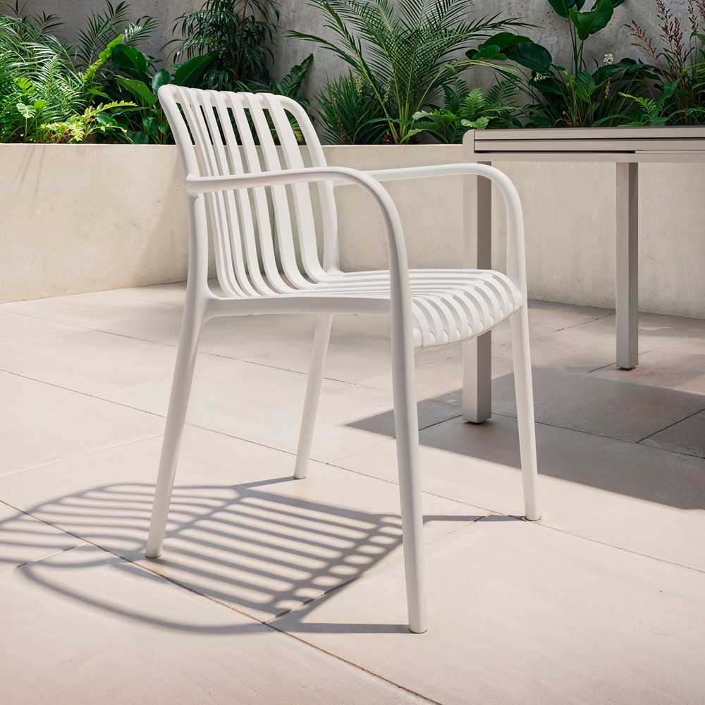 Scaun terasa Timbo, plastic, 55 x 58 x 81 cm, alb