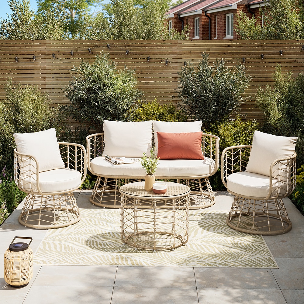 Set mobilier gradina GOODHOME Omalos, 4 piese, crem