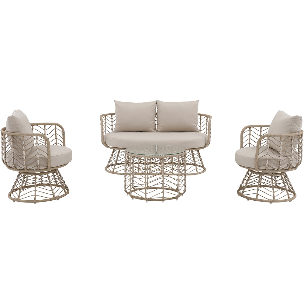 Set mobilier gradina GOODHOME Omalos, 4 piese, crem