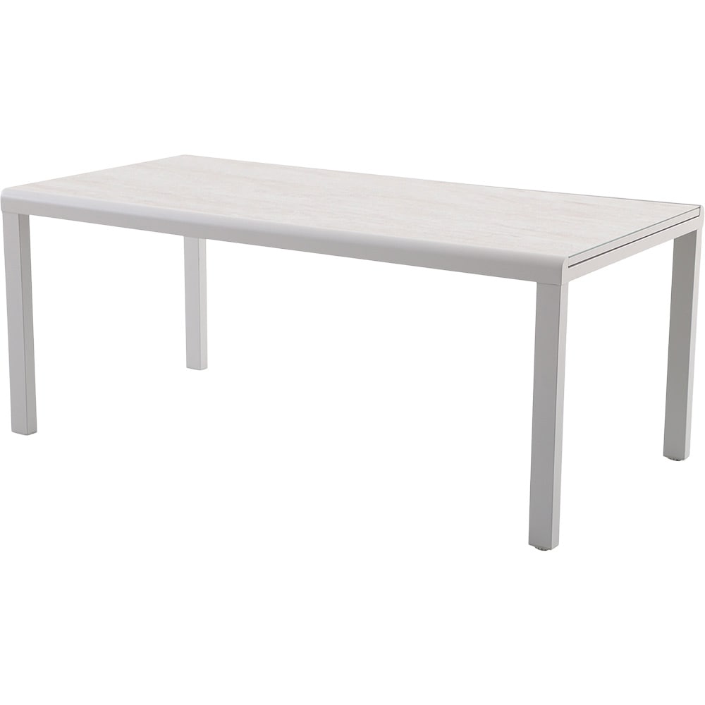 Masa extensibila gradina GOODHOME Mallia, 180-240 x 90 x 75 cm, aluminiu si sticla securizata, alb