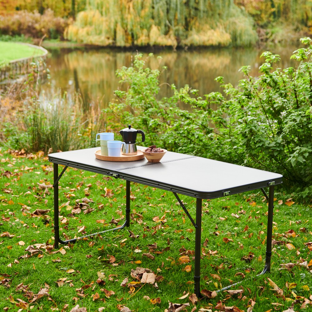 Masa camping Vatani, aluminiu, 120 x 60 x 54 cm, gri