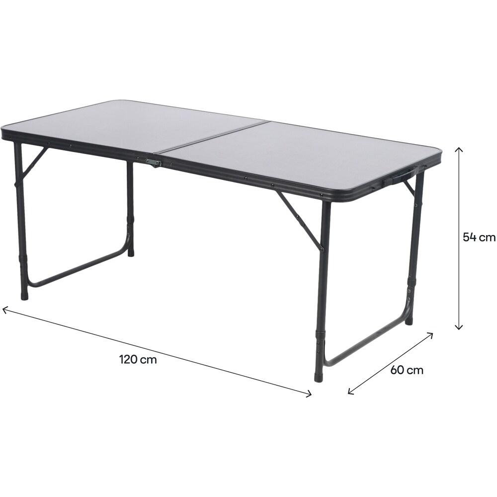 Masa camping Vatani, aluminiu, 120 x 60 x 54 cm, gri