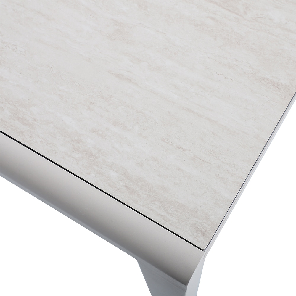 Masa GOODHOME Mallia, 6 locuri, 180 x 90 x 75cm, alb