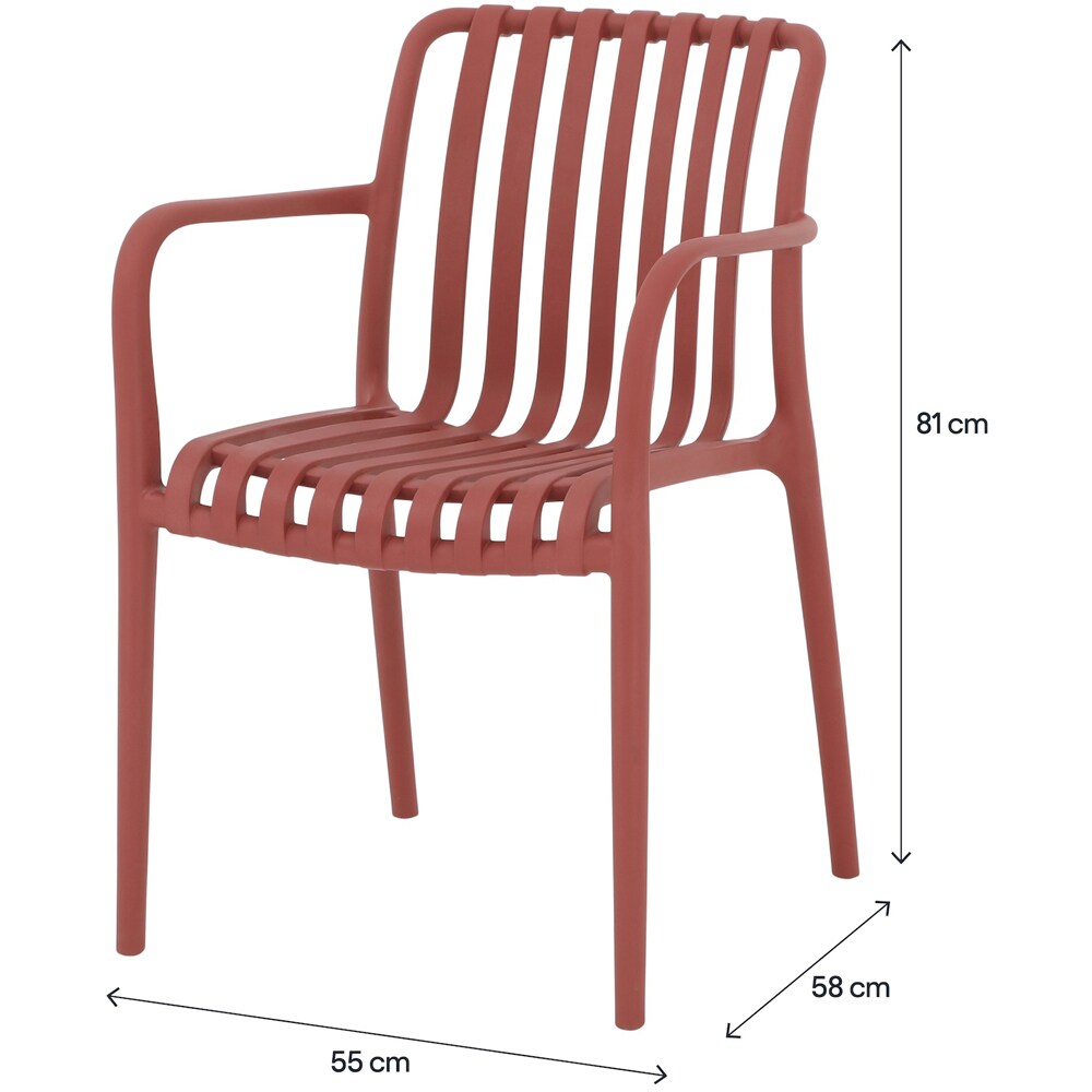 Scaun terasa Timbo, plastic, 55 x 58 x 81 cm, rosu