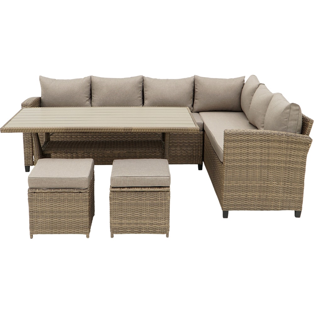 Set mobilier gradina GOODHOME Solari, 7 piese, crem