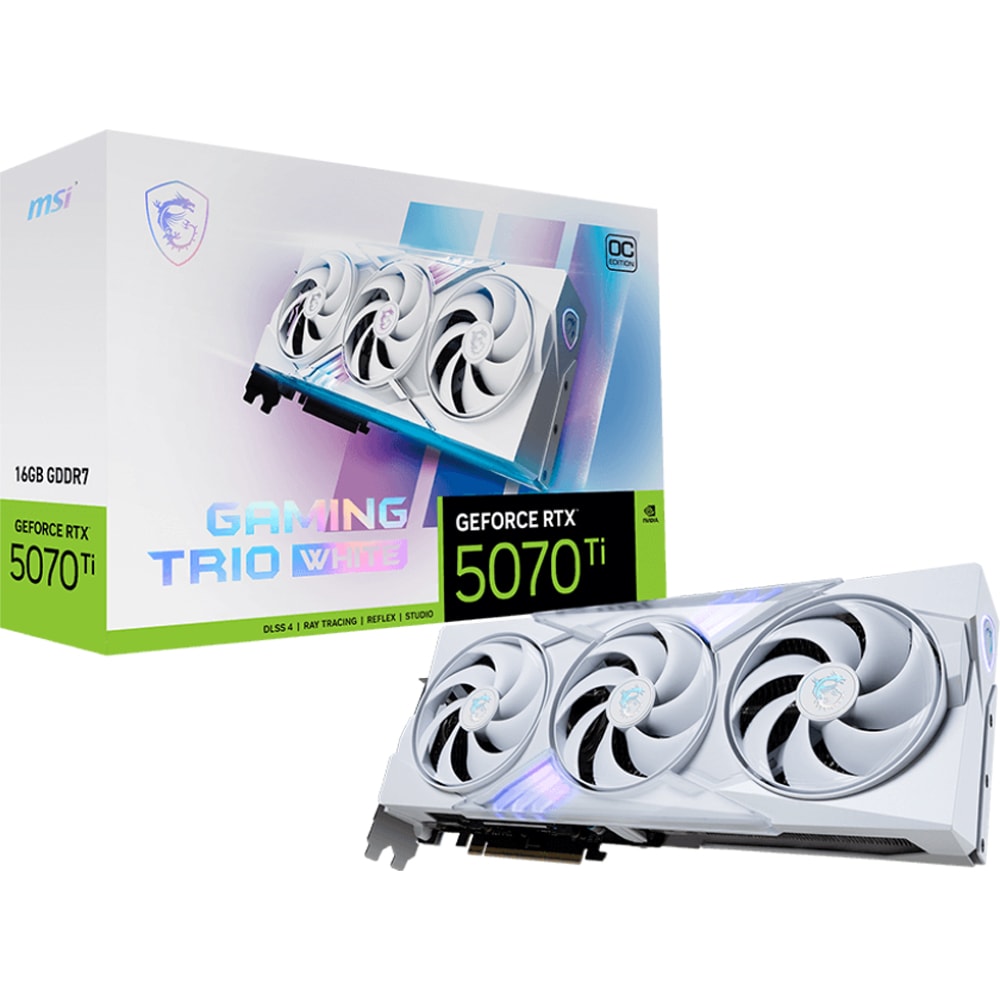 Placa video MSI GeForce RTX 5070 Ti 16G Gaming Trio OC White, 16GB GDDR7, 256bit, DLSS 4, G507T-16GTCW