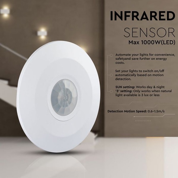 Senzor de miscare infrarosu V-TAC 5086, IP20, alb