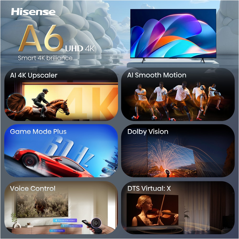 Televizor LED Smart HISENSE 50A6S, Ultra HD 4K, HDR, 126cm