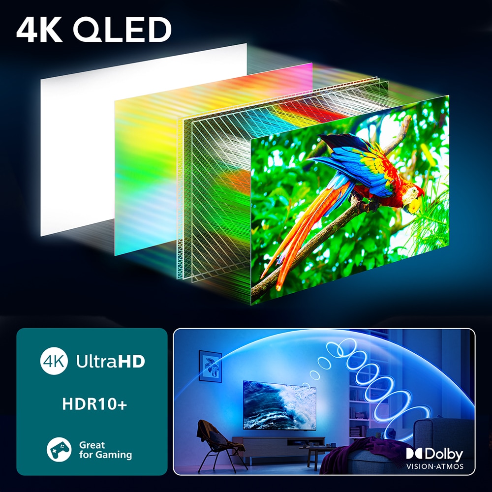 Televizor QLED Smart PHILIPS 50PUS9010, Ultra HD 4K, HDR10+, 126cm