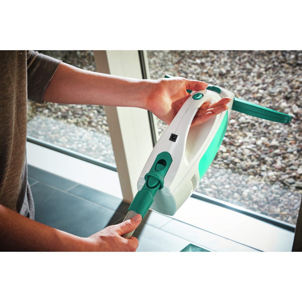 Set aspirator geamuri + stergator LEIFHEIT Dry&Clean 51003, autonomie 35 minute, alb-turcoaz
