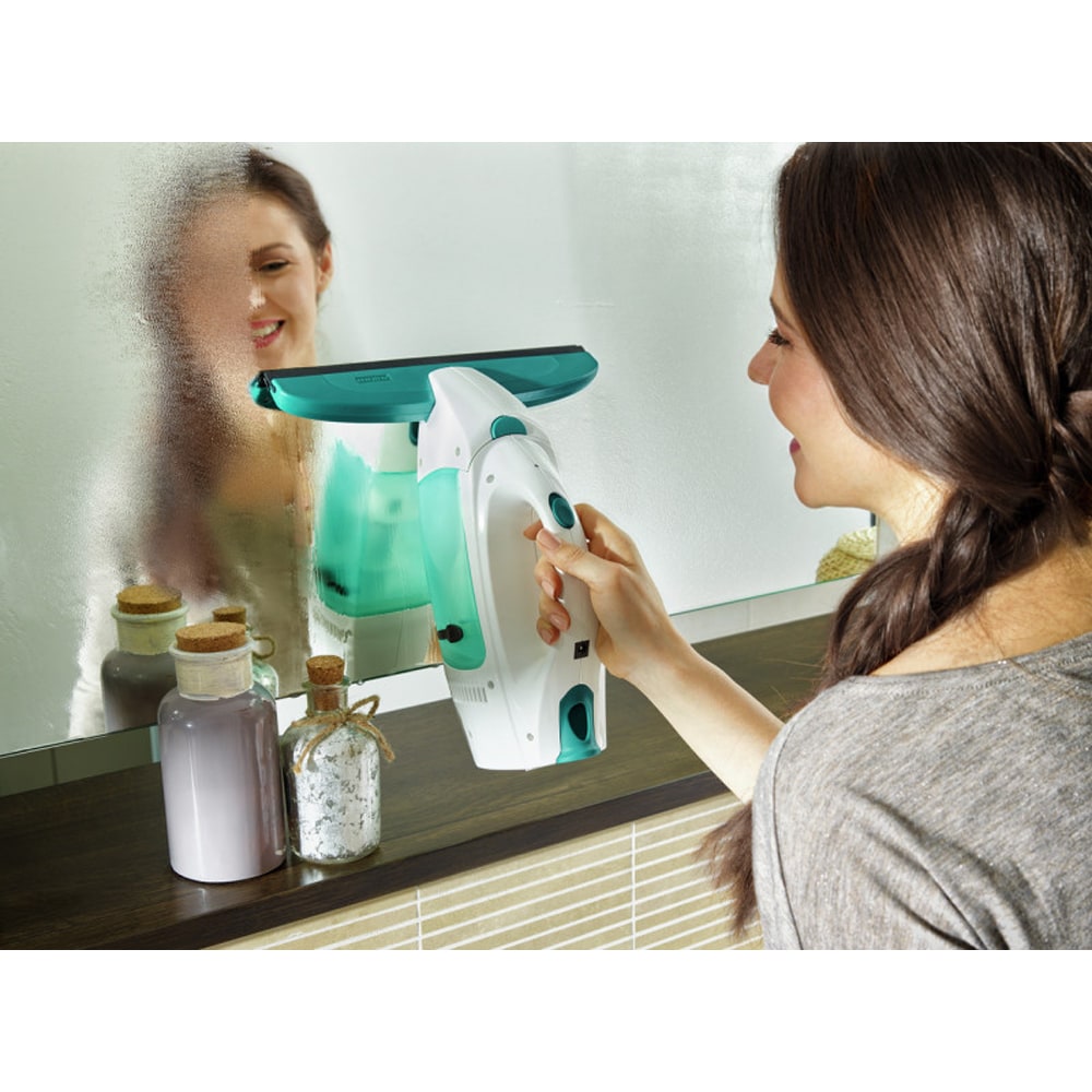 Set aspirator geamuri + stergator LEIFHEIT Dry&Clean 51003, autonomie 35 minute, alb-turcoaz