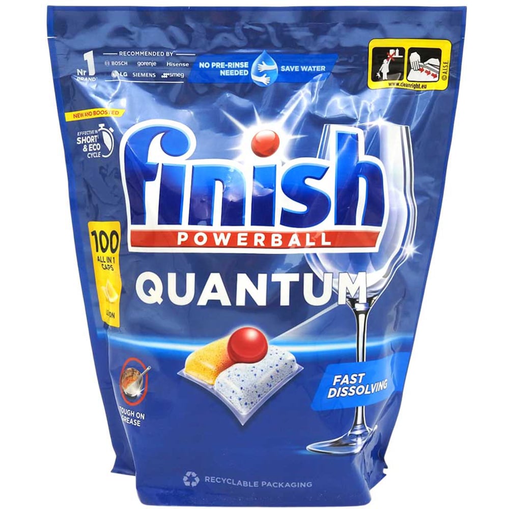 Detergent pentru masina de spalat vase FINISH Quantum, Lemon, 100 capsule